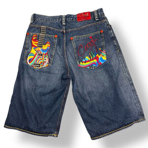 Y2K COOGI Jean Shorts Size 36 Guitar Embroidery ￼